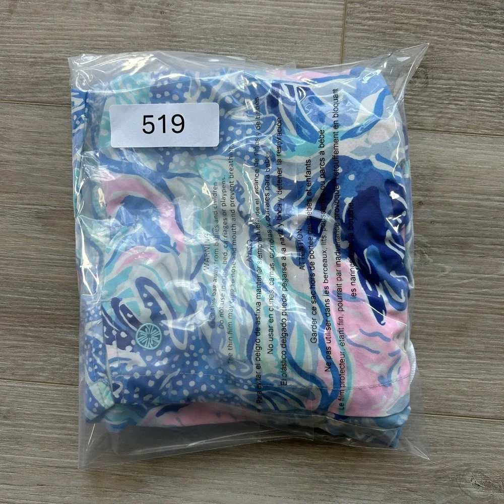 Lilly Pulitzer Small Capri Trunk Ocean‎ View Saltwater View Blue Shade Stretch